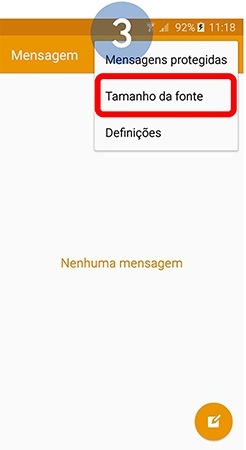 Toque em Tamanho da fonte