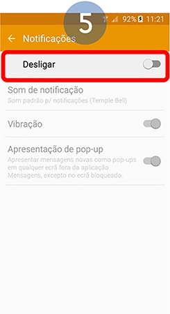 Toque no interruptor Desligar para ligar a função