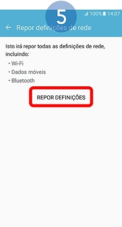 Toque em Repor definições