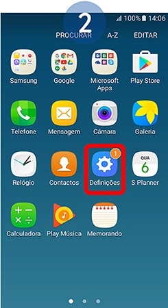 Toque em Definições