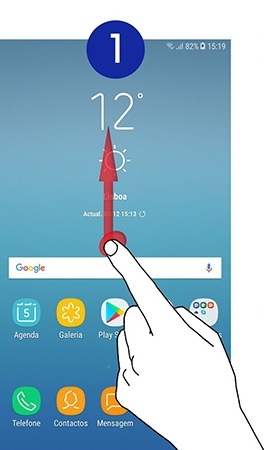 Deslize para cima ou para baixo para aceder ao Ecrã Aplicações
