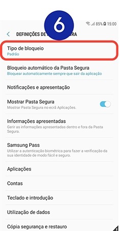 Toque em Tipo de bloqueio