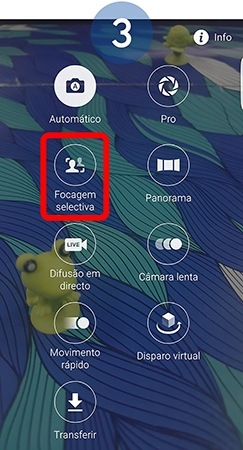Selecione Focagem seletiva