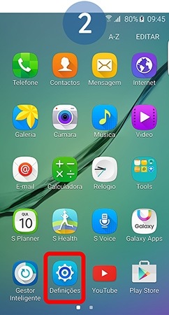 Aceda a Definições