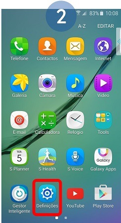Selecione Definições