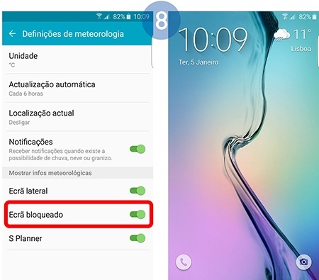 Certifique-se que o botão em Ecrã bloqueado se encontra com a cor verde