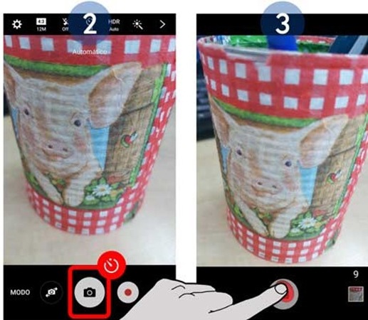 Toque sem soltar no botão da câmara, para tirar fotografias de forma contínua