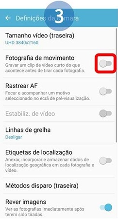 Toque no botão em Fotografia em movimento para ativar a função