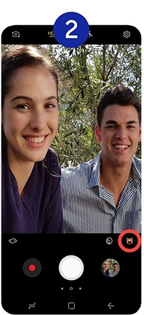 Toque no ícone de filtros animados
