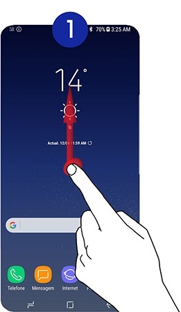 Deslize para cima ou para baixo para aceder ao Ecrã Aplicações
