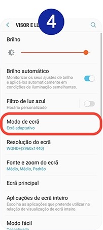 Toque em Modo ecra