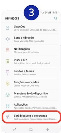 Selecione Ecrã bloqueio e segurança