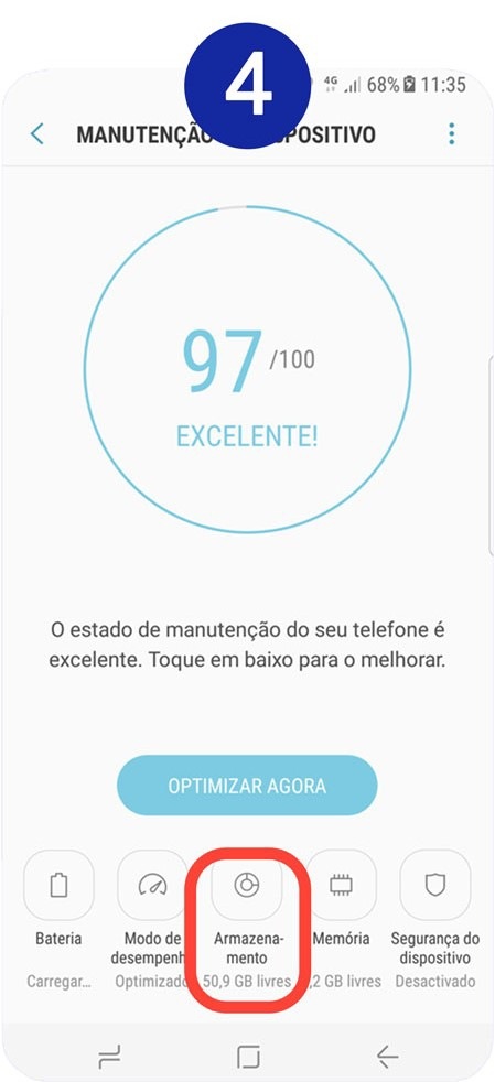 Selecione Armazenamento