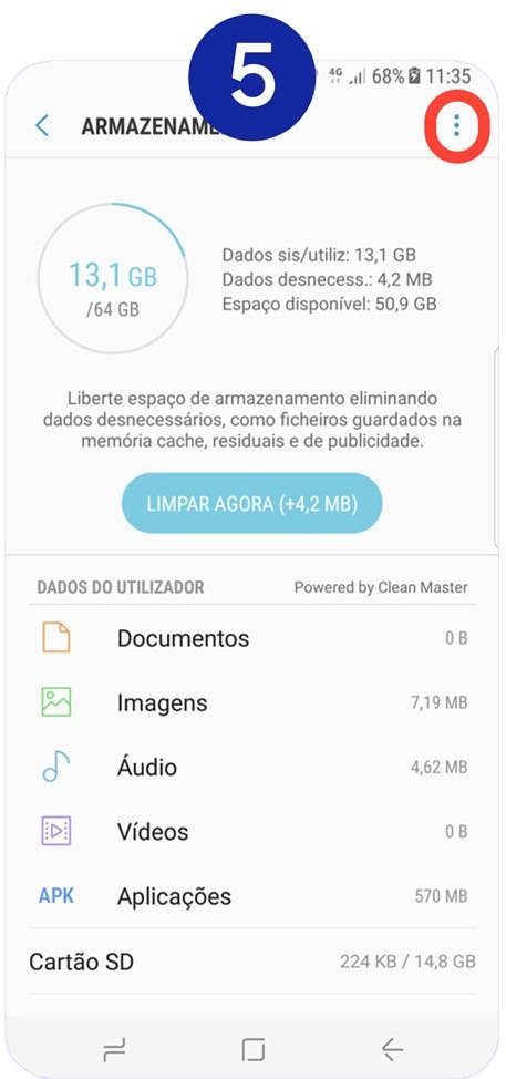 Toque no ícone superior direito