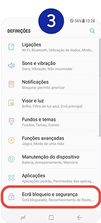 Selecione Ecrã bloqueio e segurança