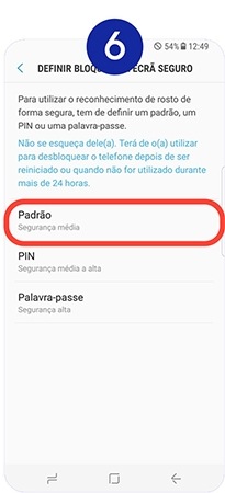 Selecione um método de bloqueio