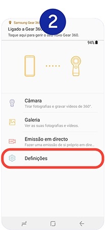 Selecione Definições