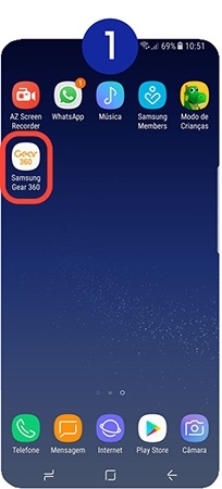 Aceda à aplicação Gear 360