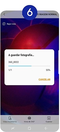 Aguarde que o dispositivo guarde a fotografia no dispositivo móvel