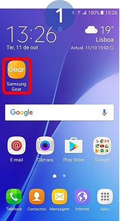 Aceda à aplicação Samsung Gear