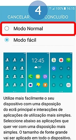Selecione Modo Normal