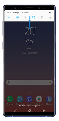 Expanda as opções no painel de notificações.
