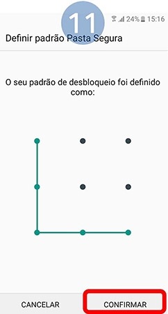 Confirme novamente os dados definidos para o bloqueio e toque em Confirmar