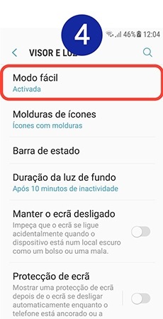 Percorra e toque em Modo fácil