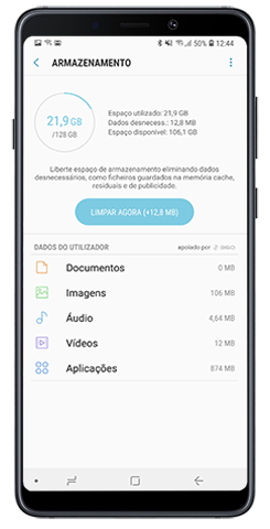 Tocar em Limpar Agora ou selecionar eliminar dados