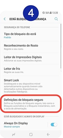 Definições de bloqueio seguro