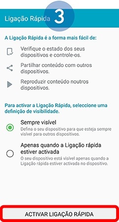 toque em Ativar ligação rápida