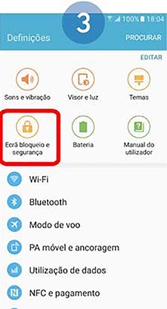 Toque em Ecrã bloqueio e segurança
