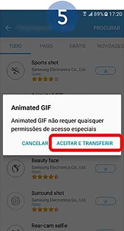 Toque em Aceitar e transferir