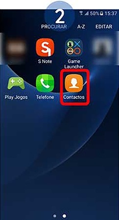 Toque em Contactos