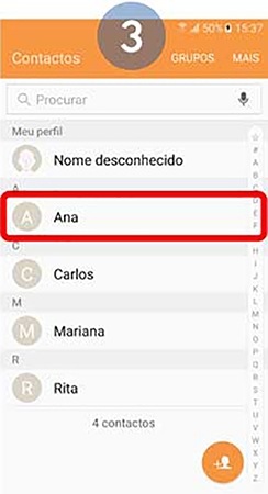 Selecione o contacto