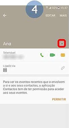 Toque na estrela do lado direito do contacto