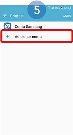 Selecione Adicionar conta