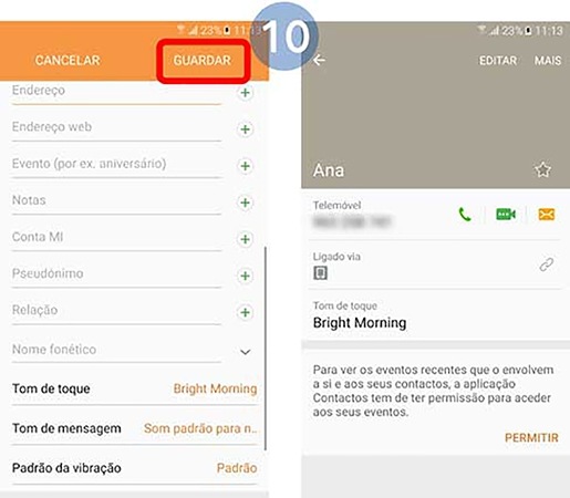 toque em Guardar