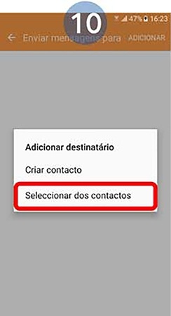 Selecionar dos contactos