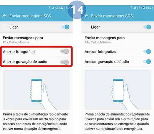 toque no botão Anexar gravação de áudio e/ou Anexar fotografias