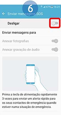 Mova o botão da esquerda para a direita