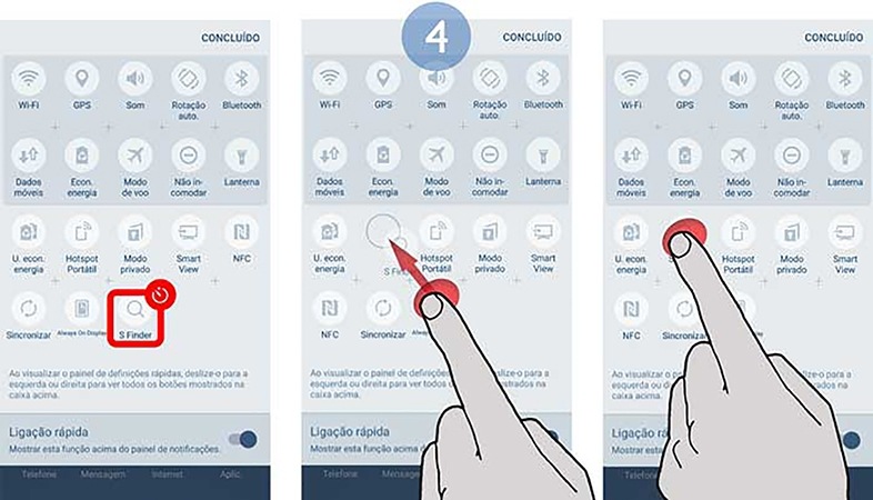 Toque sem soltar numa tecla e arraste-a para outra localização