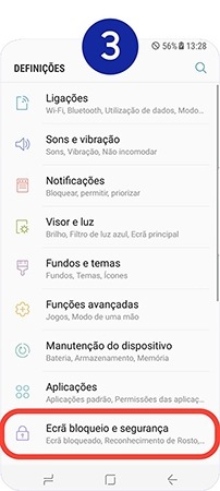 Selecione Ecrã bloqueio e segurança