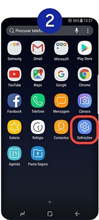 Toque em Definições