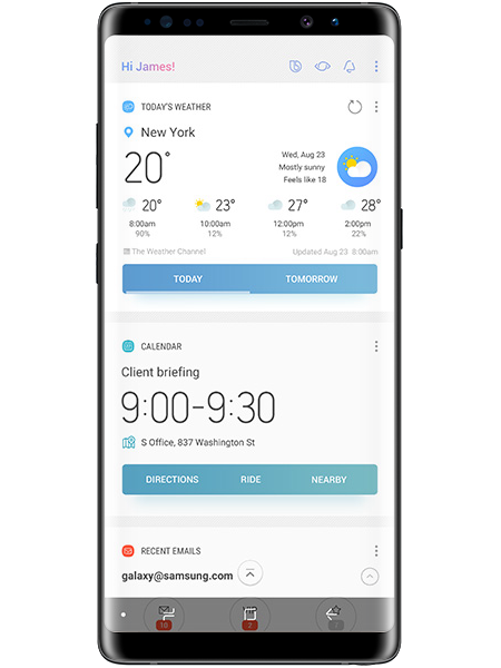 Hello Bixby on screen on the Galaxy Note8