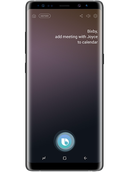 Bixby being used on the Galaxy Note8