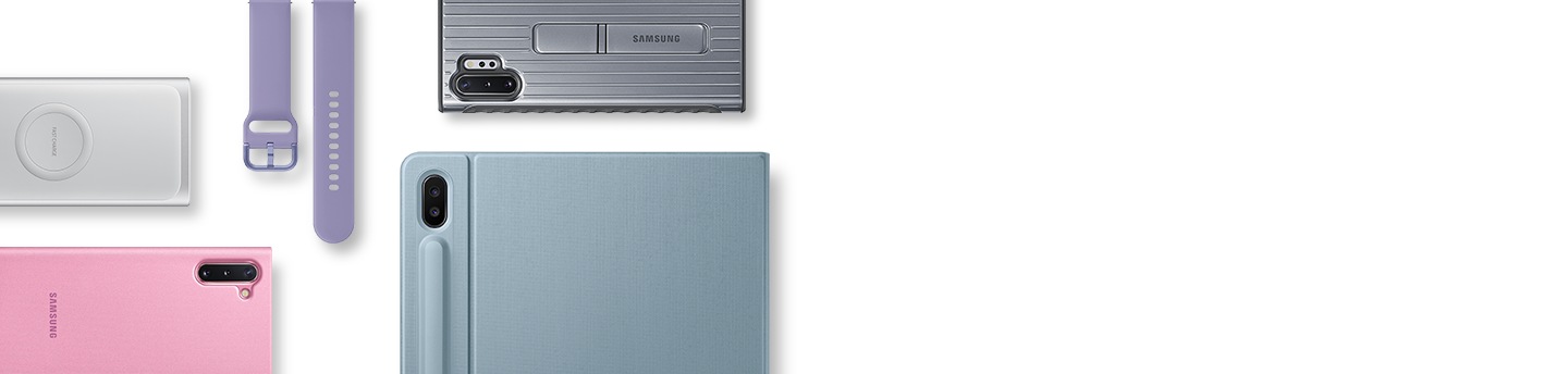 Baterie wireless argintie, Curea Sport mov pentru Galaxy Watch Active2, Husa roz de silicon pentru Galaxy Note10 plus, Husa argintie Standing Cover pentru Galaxy Note10 plus,Tastatura BookCover pentru Galaxy Tab S6
