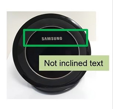 Sigla "Samsung" nu are text inclinat la incarcatorul original Samsung