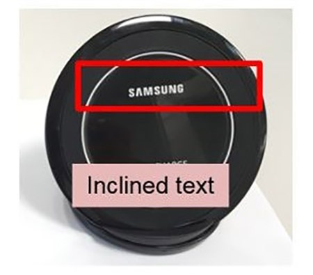La cel neautorizat textul pentru sigla "Samsung" este inclinat