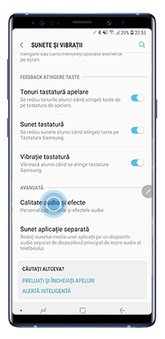 Apăsați pe Calitate audio și efecte